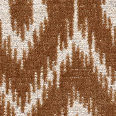 A white-coloured sample of velvet woven fabric from the Inari Collection with brown patterns.
